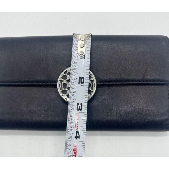 Coach Alexandra Signature Silver Ornament Black Leather Cowhide Clutch Wallet - Picture 5 of 8